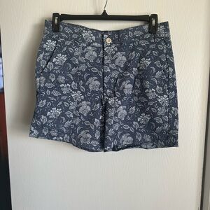 JACHS Girlfriend Blue and White Bermuda Shorts